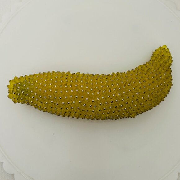 Vintage Handmade Beaded Fruit Lifesize Peach Pear Orange Apple Banana - Picture 11 of 11